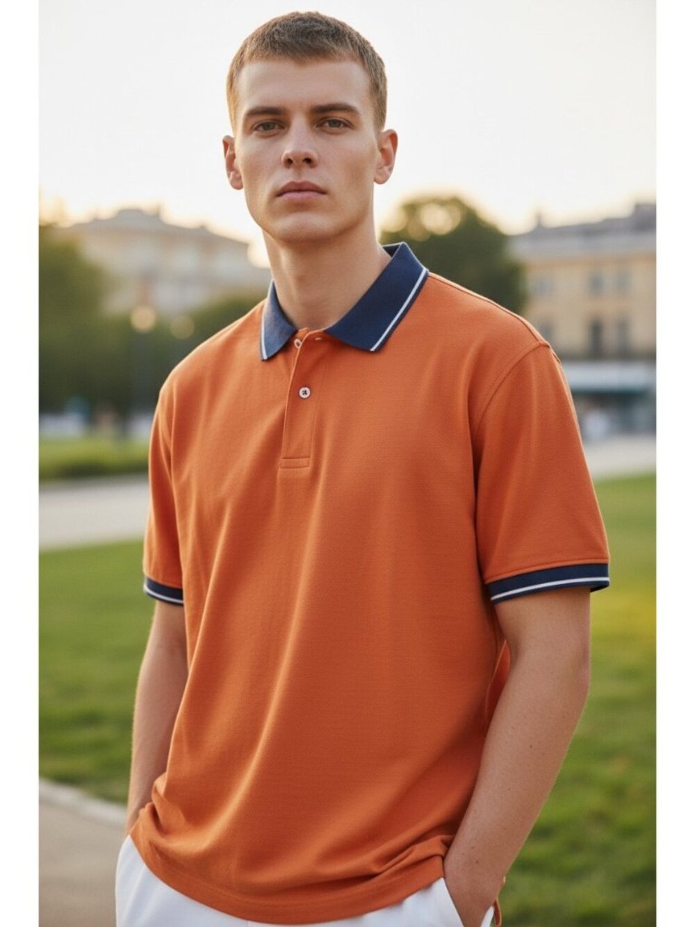 Free Assembly Polo Shirt Orange Size M NWT Preppy Spring Academia Classic Career
